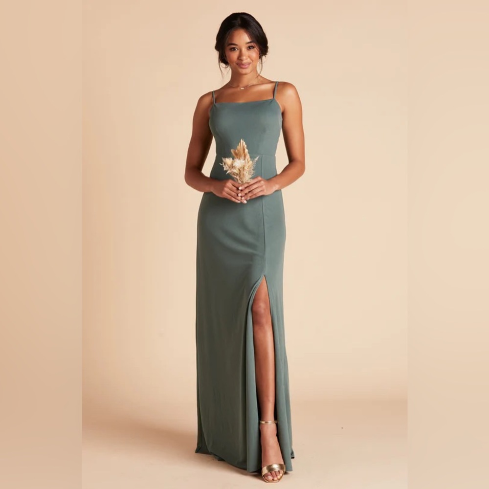 Birdy Grey Benny Dress Crepe Sea Glass X Small Long Dress Tie Back High Slit